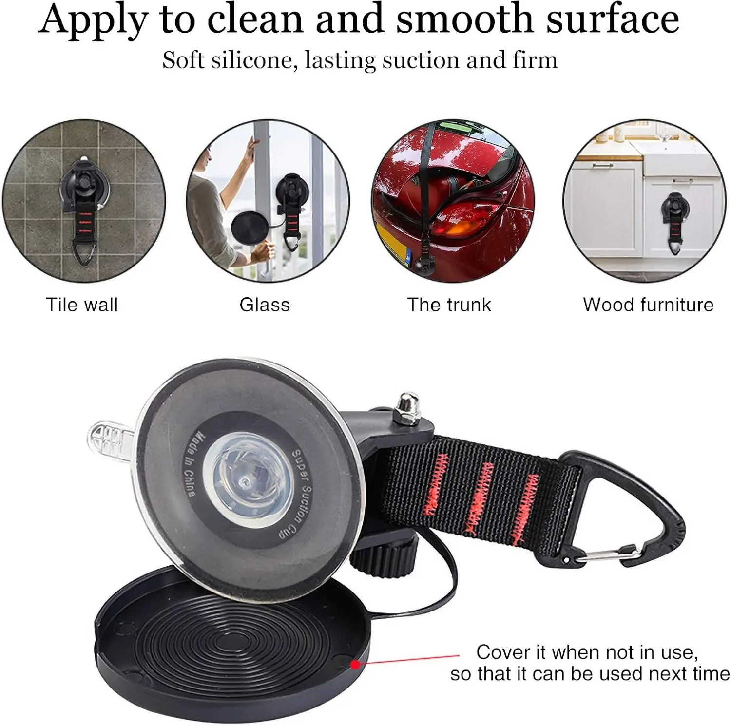 Heavy Duty Suction Cup Hooks for Camping, 22lbs Each, Strong Vacuum Suction Cup with Securing Hook for Car Awning Boat SUV - view 6