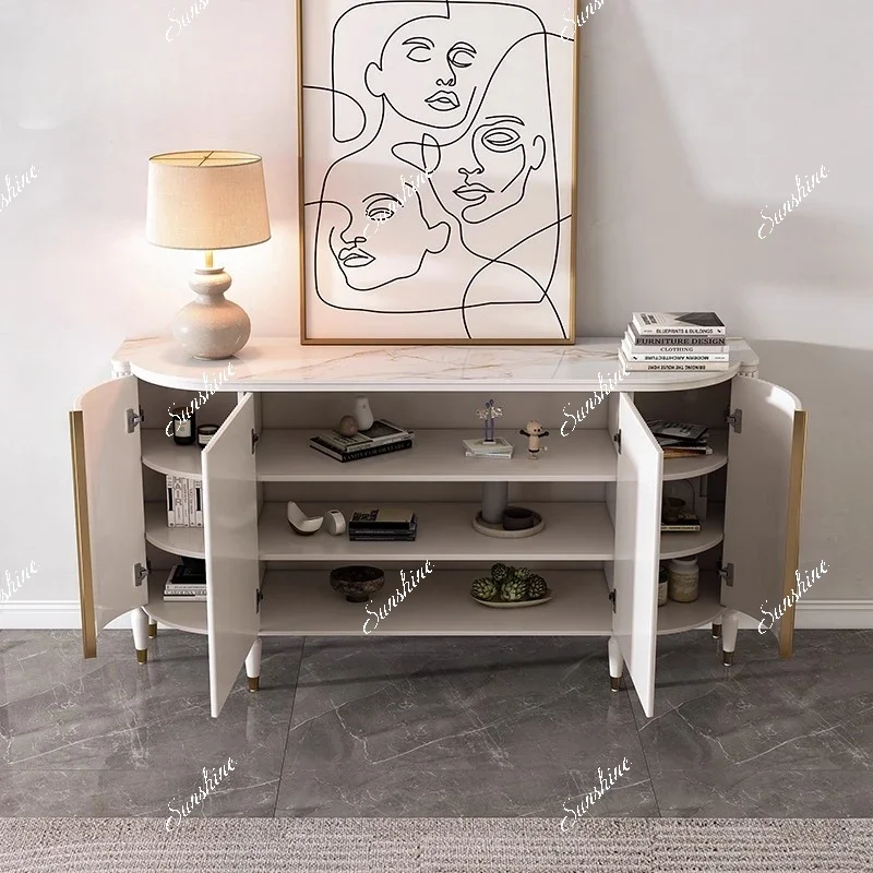 Modern simple solid wood porch cabinet, living room entry semi-circular locker  FT