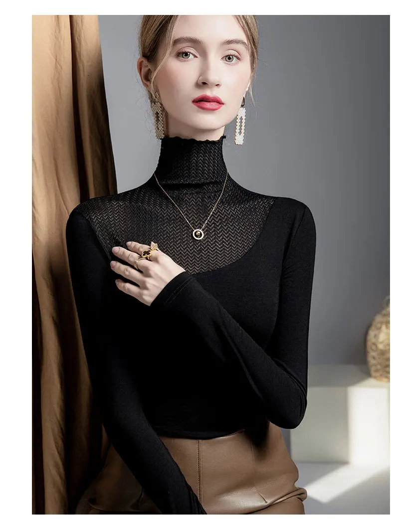 new delivery spring autumn winter Undercoat women high neck top T shirt solid young girl students S-3XL clothes lady fashion