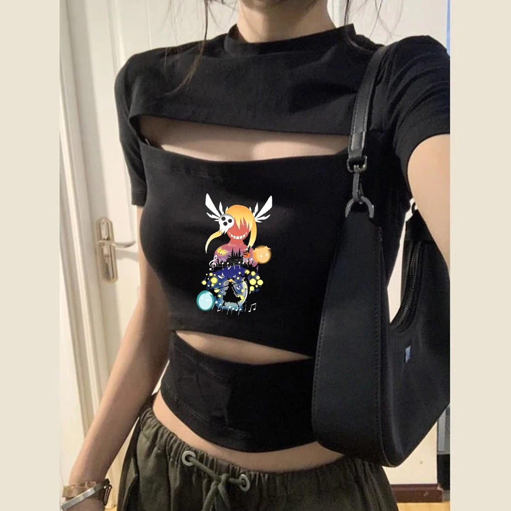 Soul Eater cropped top women harajuku kawaii goth clearance sales alternative  top tees goth party vintage harajuku alternative