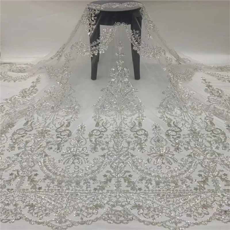 

Super Flash Piece Tube Beads Sequined Embroidery Fabric Wedding Dress Party Women's Clothing