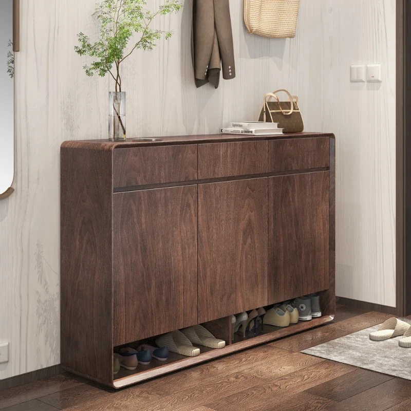 Design Simple Shoe Rack Solid Wood Nordic Cupboard Black Shoe Stand Modern Storage Rangement Chaussures Living Room Furniture
