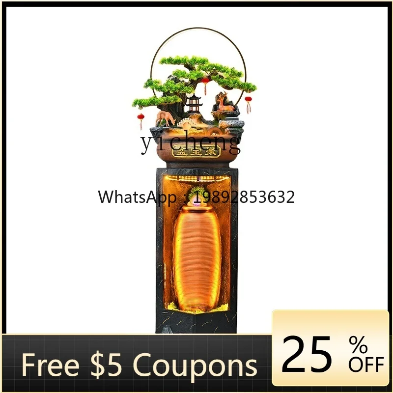 ZC Chinese-style alpine and flowing water cornucopia lucky feng shui wheel fountain floor ornament hotel gift