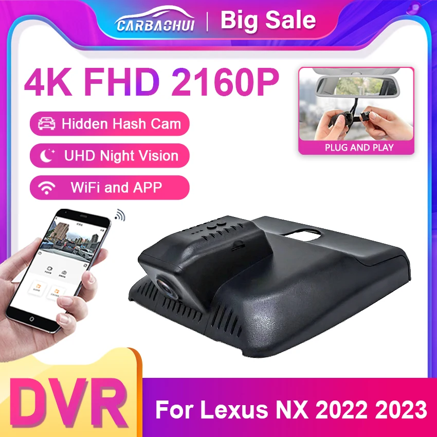 For Lexus NX AZ20 NX350 NX200 2022 2023 2024 4K Full HD Dash Cam DVR Front And Rear Cameras Plug And Play Car Auto Accessories