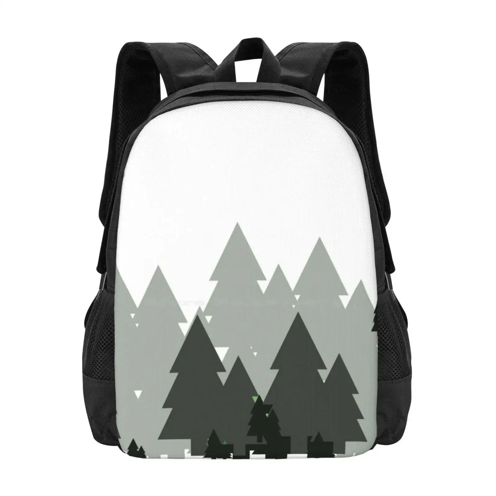 

Pine Forest In White , Gray And Black Hot Sale Backpack Fashion Bags Pine Trees Conifer Forest Nature Modern Scandinavian Hygge