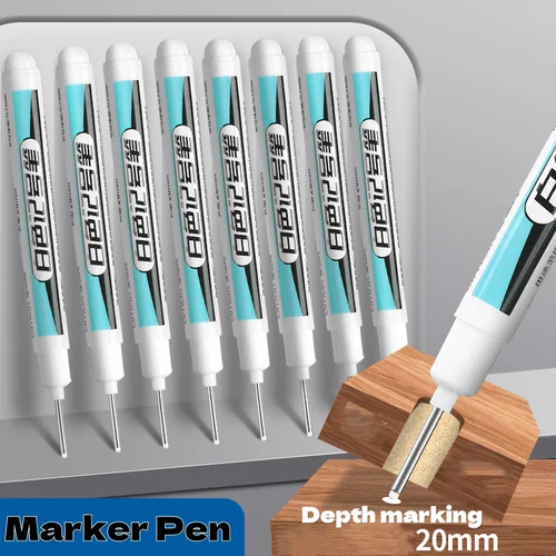 Imagen 2 del producto Bolígrafo de cabeza larga de 10-1 Uds., 0,7/1/1,5/2, 5mm, resistente al agua, no se decolora, bolígrafo perforador de Metal, herramientas de decoración para electricista y carpintería