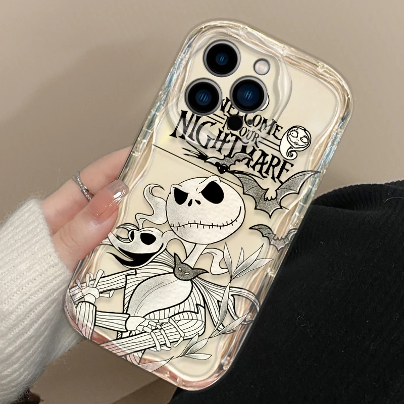 The Nightmare Before Christmas Cover For Apple iPhone 15 14 13 12 11 Pro X XR XS Max Plus 8 7 Plus SE Wave Oil Phone Case