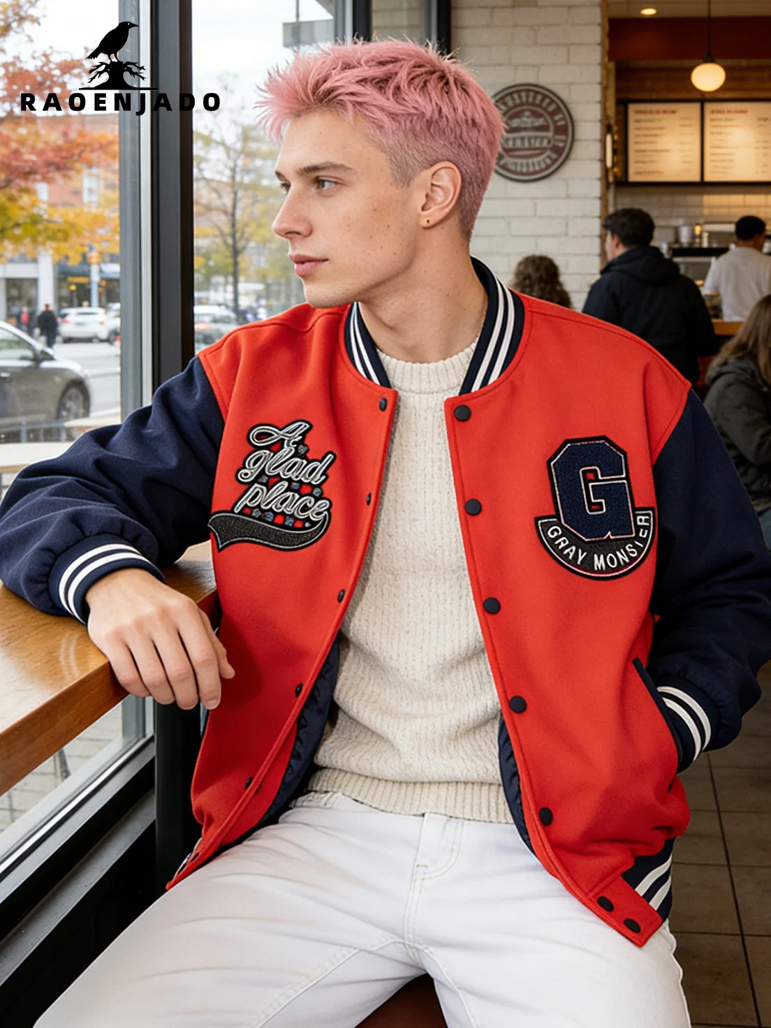 

Мужская бейсбольная куртка-бомбер в университетском стиле с вышивкой букв и рукавами в стиле колор-блок, весна-осень, для повседневной носки