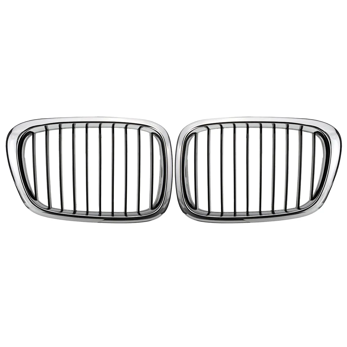 All Chrome Car Front Bumper Kidney Grill For BMW 5-Series E39 525 528 Sedan 1995-2003 1Pair Front Hood Racing Grille Cover - view 5