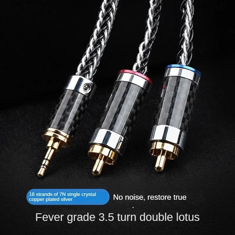 

Hifi Silver-Plated 3.5mm to 2RCA Cable Hi-End OCC Stereo 3.5mm Splitter Cable AUX RCA Y Cord for Smartphone Speakers