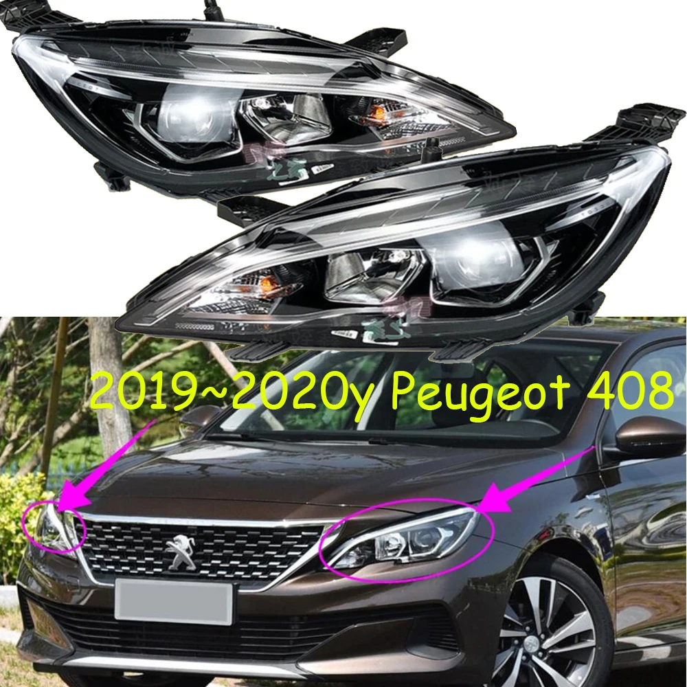 1pcs 2019~2020y car bupmer head light for Peugeot 408 headlight Peugeot408 car accessories LED DRL fog for Peugeot 408 headlamp