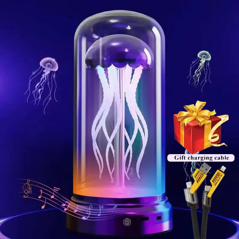 

Luxmoc Mechanical Jellyfish Horn Bluetooth Speaker Music Box Luminous Ambiance Light Desktop Ornaments Colorful Lights Subwoofer