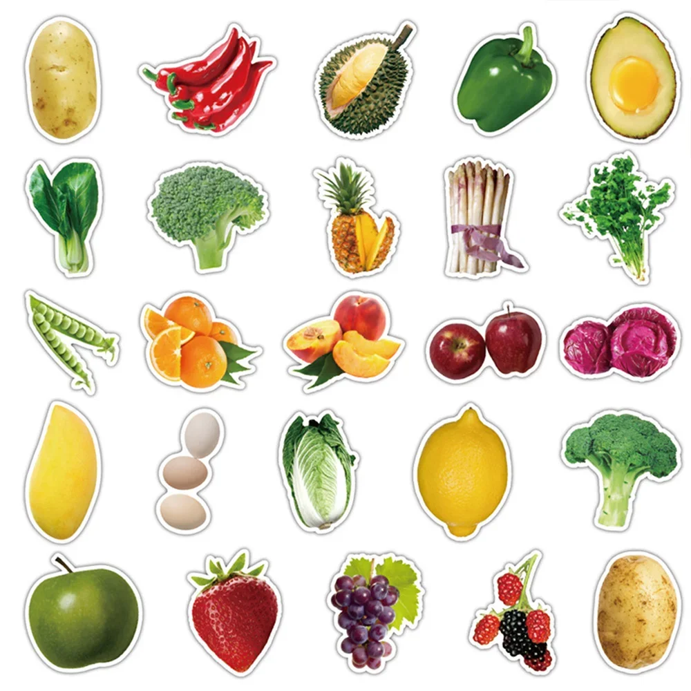 10/30/50 PCS Realistic Fruit and Vegetable Personalized Stickers iPad Toy Luggage Notebook Guitar Car Notebook Sticker Wholesale