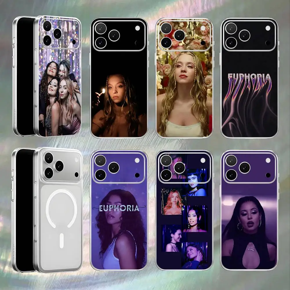 Coque de téléphone transparente blanche à chargement magnétique sans fil e-euphoria pour iPhone 17, 16, 15, 14, 13, 12, 11, Pro, Max, Plus