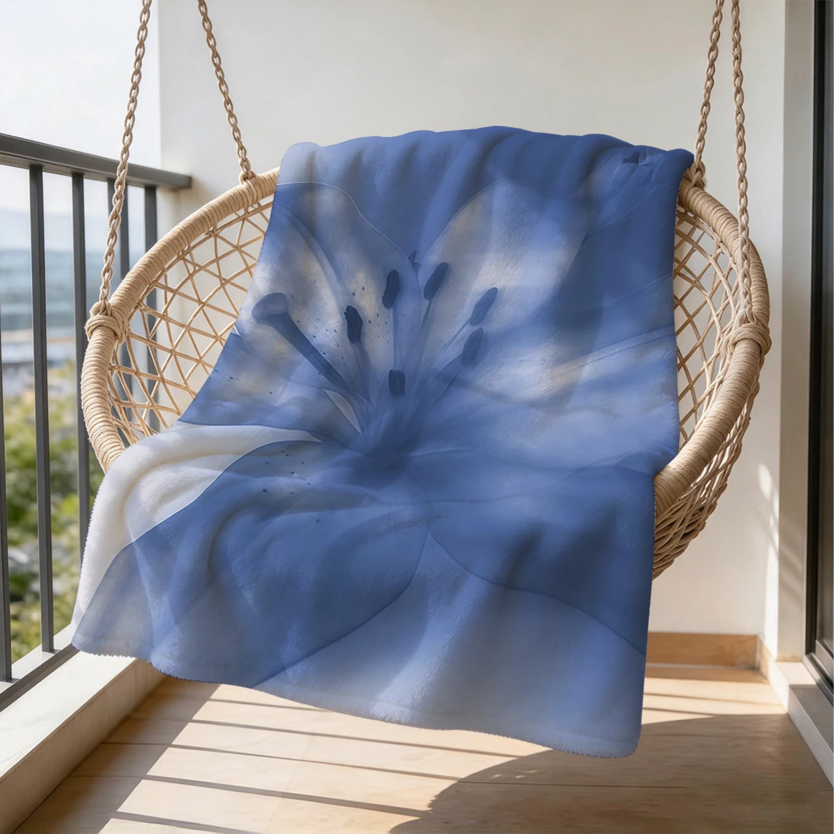 Blue Lily Whisper Flannel Blanket Warm Soft Halloween Christmas Couch Warm Cozy Decorative Decor Gift for All Season