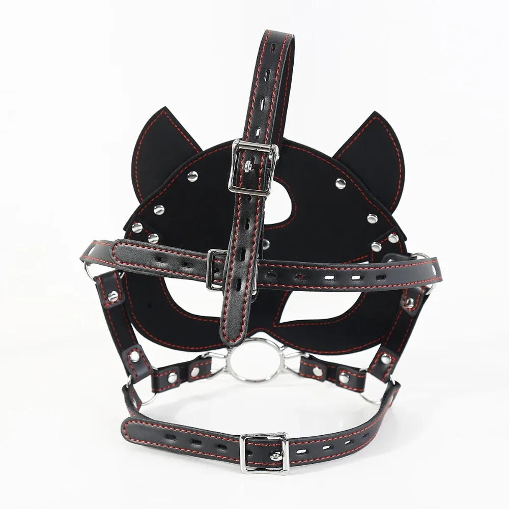 Couple SM Games Mouth Gag Sexual Mask Sex Toy Set Adult Erotic Roleplay Games Sex Mask Oral Sex Gag PU Leather 18+ Product view 4