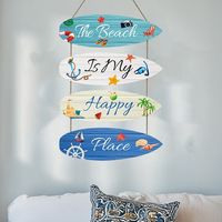 Creative Ocean Theme Summer Ocean Wall Decoration Hanging Funny Sailing Surfboard Pendant Wall Art Wooden Beach Sign Cafe Bar