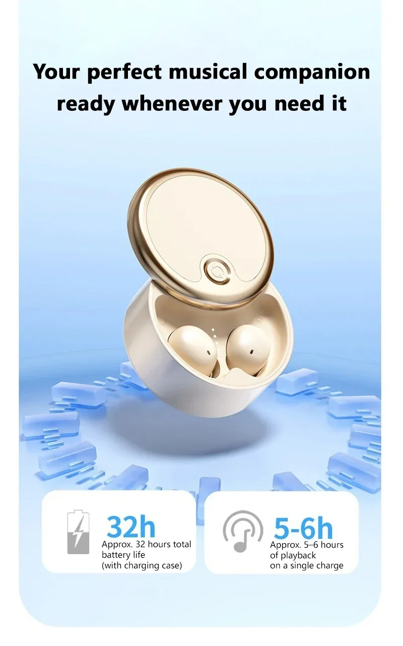 Mini-Slide-Open-Ohrhörer Bluetooth V6.0 Kabellose Kopfhörer Typ-C-Ladung 10M Verbindung Open-Ear-Sportkopfhörer für Telefon – Detail 12