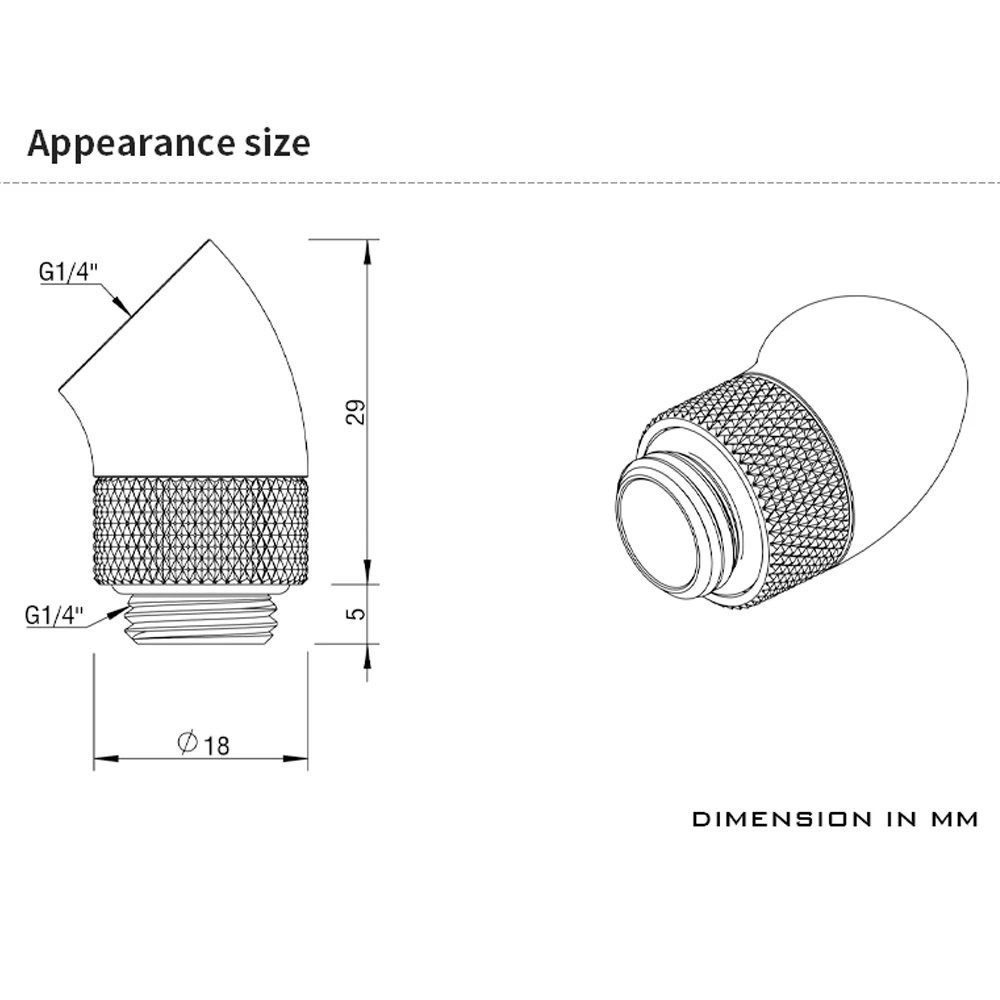 Barrow 45 Degree Rotatable Fittings G1/4 