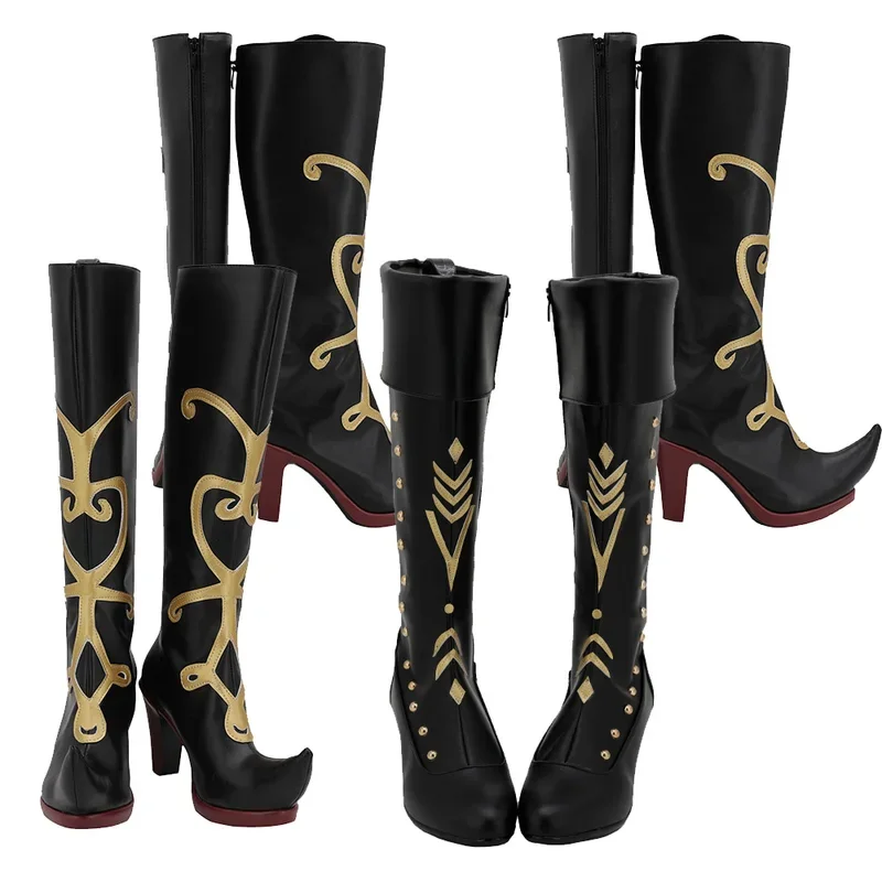 FC6Movie Anna Cosplay Elsa Boots Shoes Footwear Adult Girls Queen Roleplay Shoes Boot High Heel Boots Halloween Party Custo@FC8！