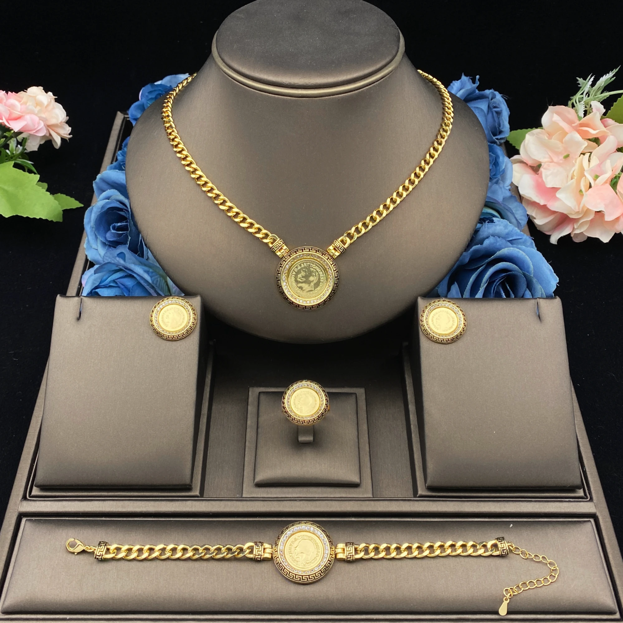 JRH Luxury Women\'s Jewelry Set Zirconia Colored Zirconia Necklace Bracelet Ring Earrings for Wedding Anniversary Gift Set  Party