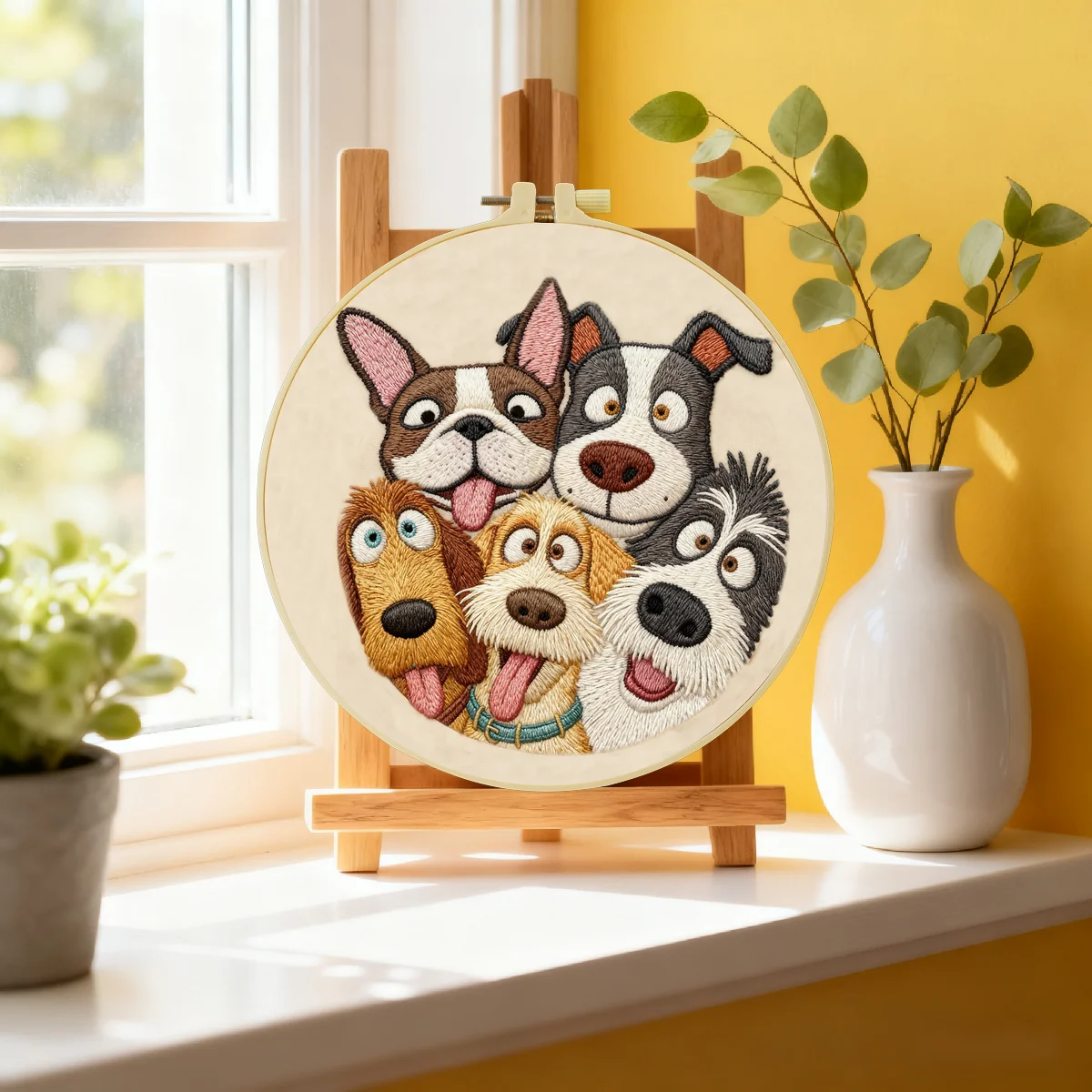 1 Stück 20X20CM/15X15CM 7,87/6,3 Zoll Hundestickerei-Starter-Kit DIY-Kit DIY-Stickerei-Set Handarbeiten Heimdekoration Bastelmalerei – Detail 1