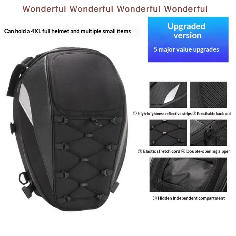 Motorcycle Tail Bag Multifunctional Rear Seat Storage Bag Large Capacity Backpack for Daily Commute Riding