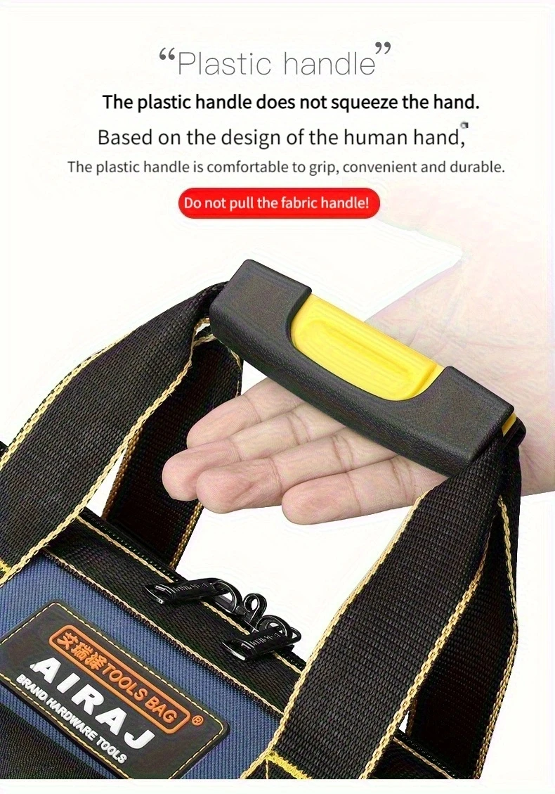 AIRAJ-Sac à Outils Multifonctionnel de Grande Capacité, Toile Oxford Imperméable, Rangement d'Outils de Réparation, d'Électricien