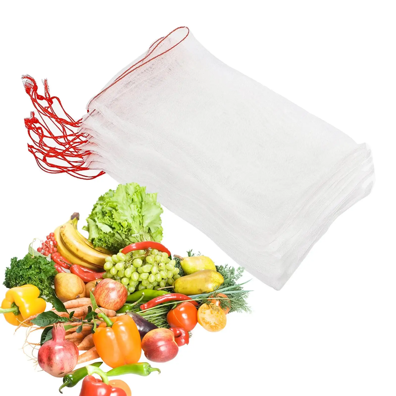 50Pcs Fruit Protection Bags with Drawstring Fruit Netting Bags Reusable Garden Multifunctional Fruit Tree Bags for Fruit