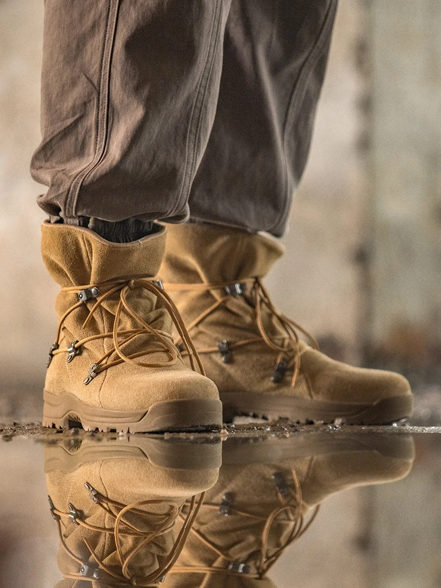 

Maden Retro High Top Desert Boots Men's Casual Work Boots Brown Outdoor Climbing Boots round Toe Thi Bot Rubber Sole