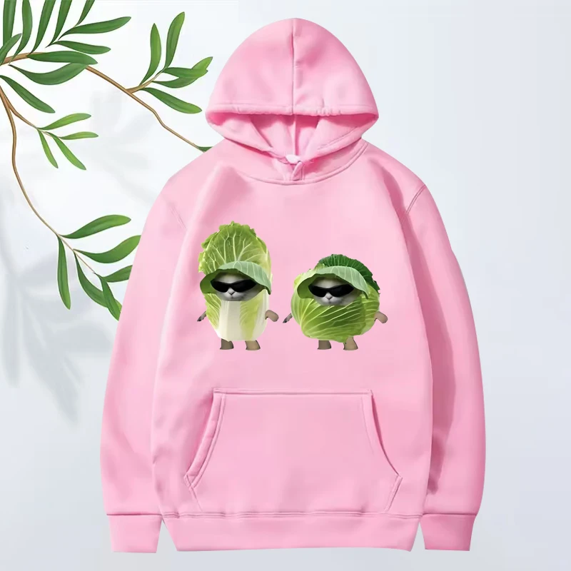 Cool lettuce cats Essential Graphic hoodie 2025 men ’s women funny fashion Long sleeve streetwear print  oversized hoodie unisex