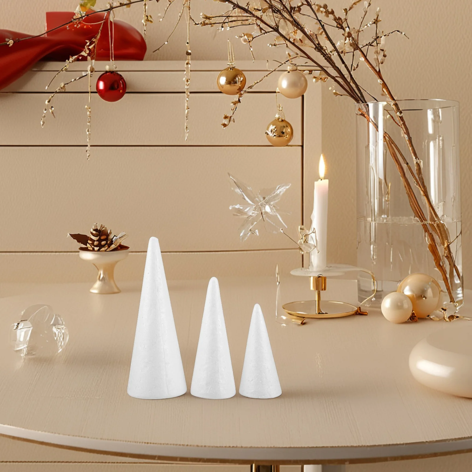 

15pcs Foam Cones For Diy Crafts Smooth Surface Kids Craft Projects Christmas Tree Making Decorative Polystyrene Art Supplies