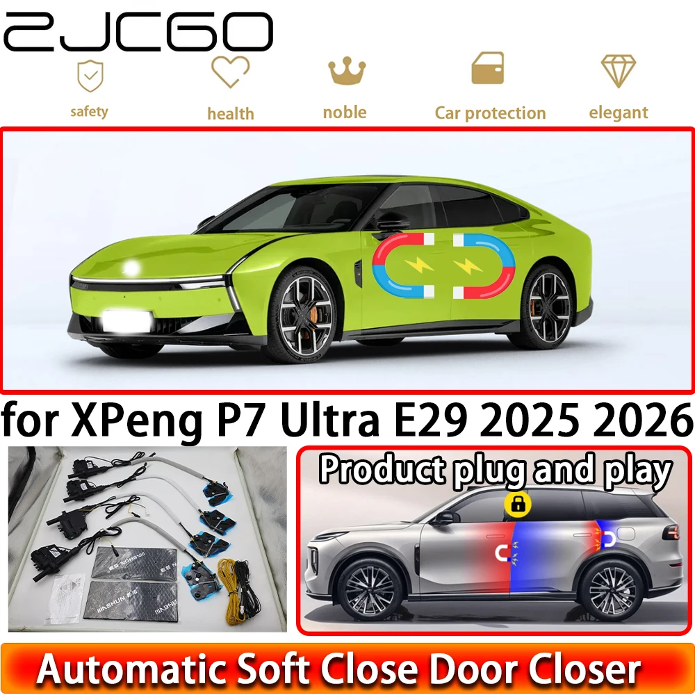 ZJCGO for XPeng P7 Ultra E29 2025 2026 OEM Soft Close Door Kit Power Closing Latch System Auto Pull Door Easy Close Plug & Play