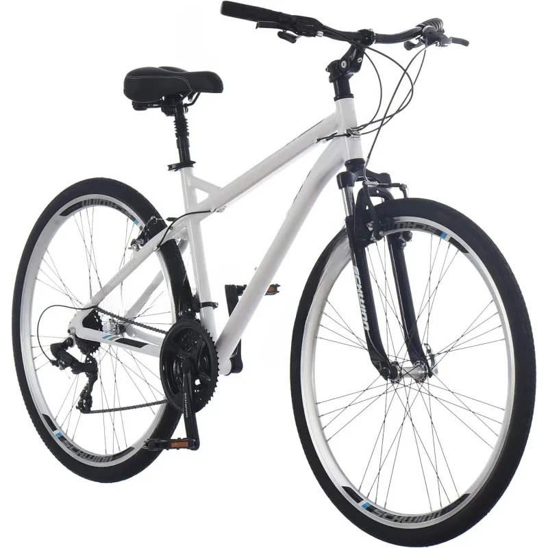 AQSchwinn Network Hybrid Bike,Men and Women,700c Wheels,15-18-Inch Adult Frame,Front Suspension Alloy Linear Brakes