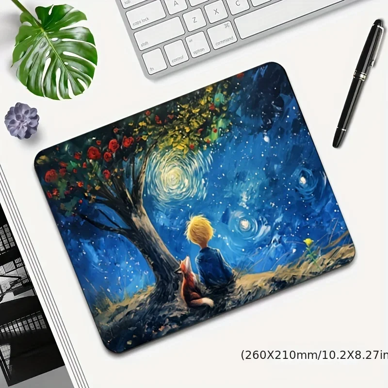 Van Gogh Starry Night Mouse Pad High Quality Printed Mat Durable Non-Slip Sensitive Gaming Office Carpet Yellow-haired Boy Fox