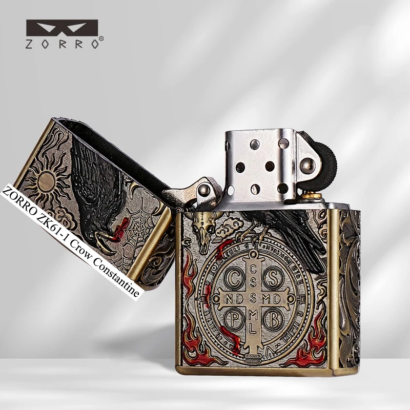 Зажигалка ZORRO ZK61-1 Crow Constantine, цветная зажигалка с тиснением, аксессуары для сигарет, подарок для мужчин