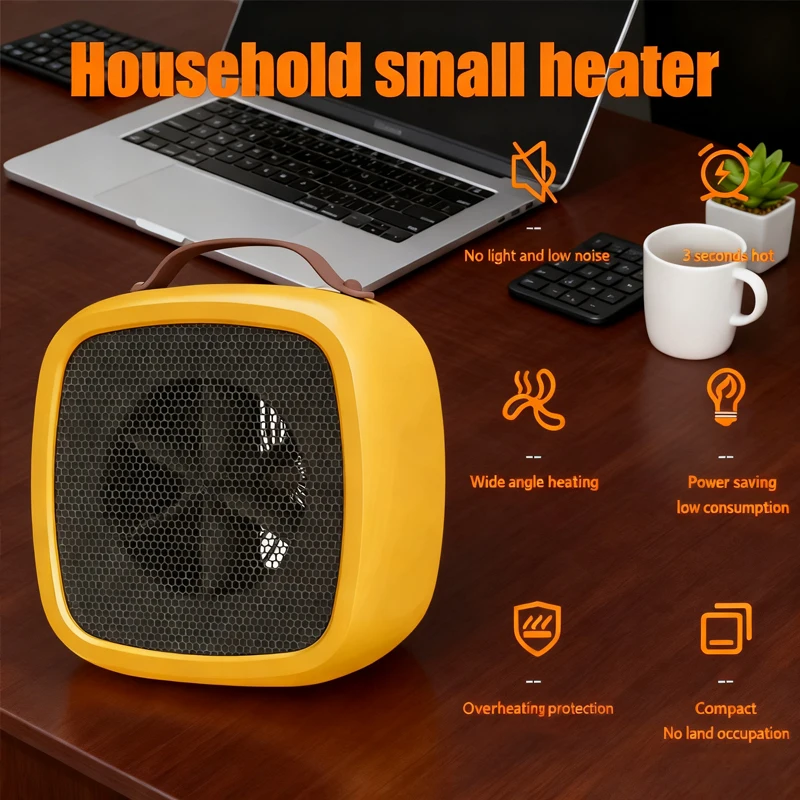 Mini calentador portátil para interiores, oficinas y hogares, ventilador calentador de calentamiento rápido silencioso, calentador de aire caliente de cerámica PTC de 500W para invierno