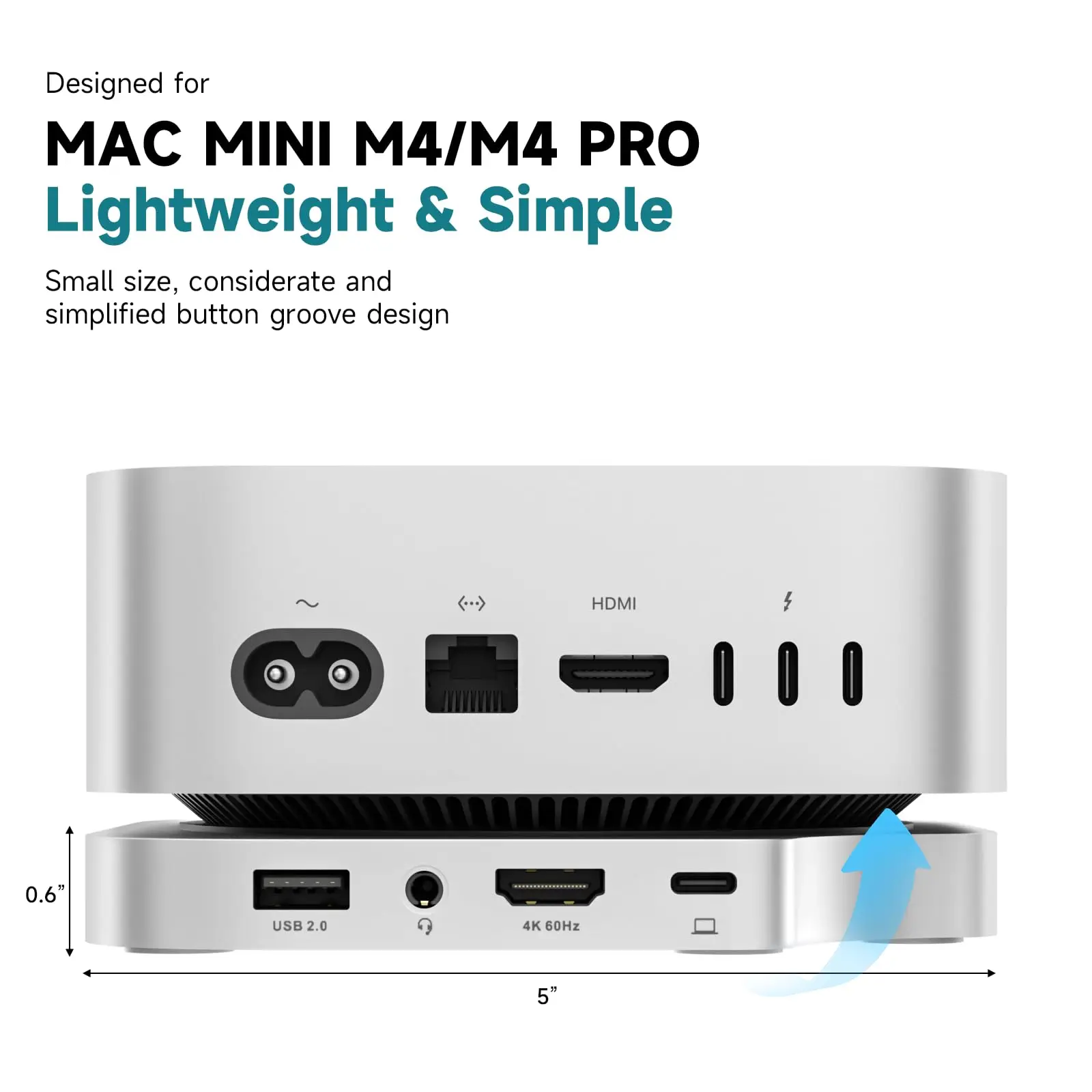 Minisopuru Mac Mini M4 Dock Stand with 4TB M.2 Nvme SSD Enclosure 4K 60Hz HDMI SD/TF USB Multiport Hubs for Mac Mini M4/M4 Pro