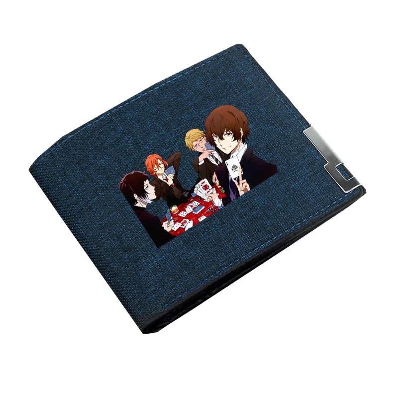 Teenagers Wallet Short Money Bag Kids Coin Purse Bi-fold Holder Canvas Casual Wallet anime   Bungo Stray Dogs  Cartoon Wallet