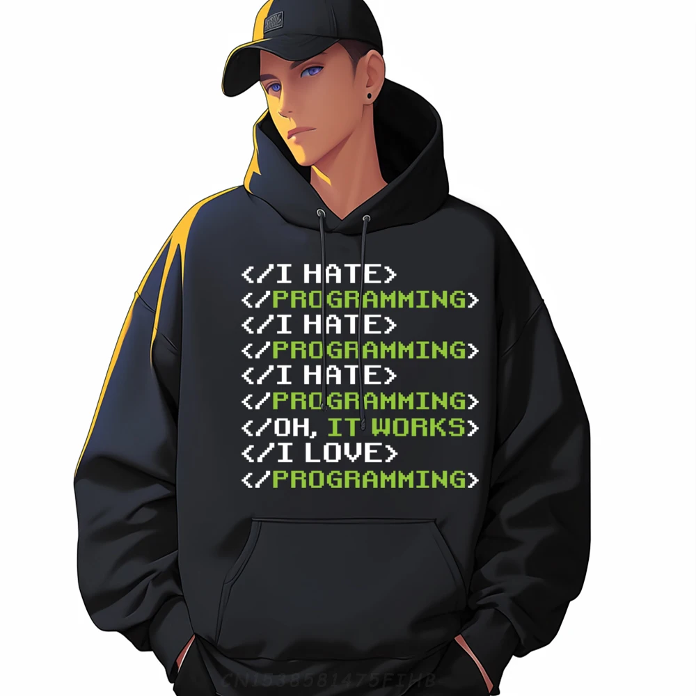 

I Hate Programming Binary Code Programmer Computer Science Oversized Hoodies Designer Clothes Men Plus Size Normal