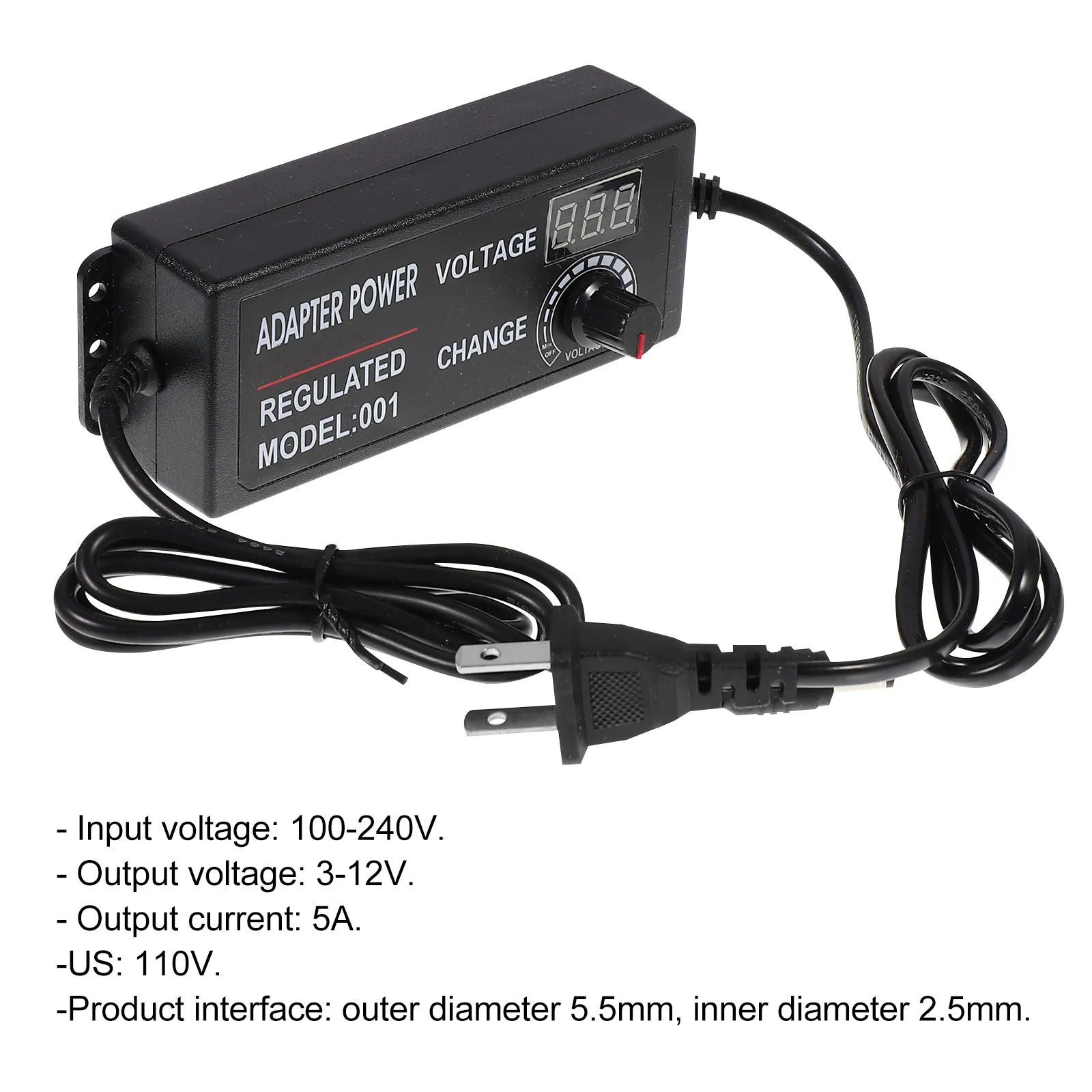 Volt Display Dc Adjustable LED Strip Dimmer Power Adapter 3-12V 5A Home Appliance Charger Switching Power Supply for Routers