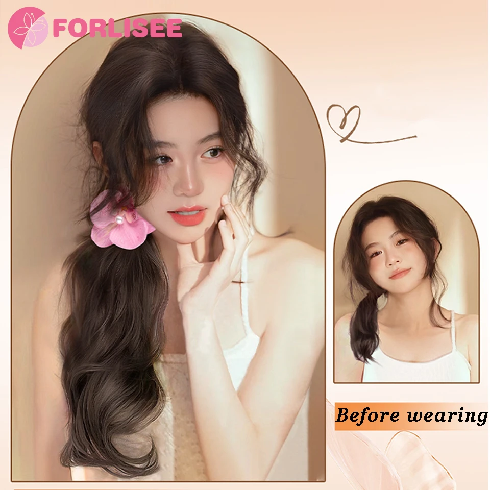 Synthetic Wig Ponytail Female Lazy Atmosphere Phalaenopsis Hairpin Slightly Curly Low Ponytail Natural Traceless Wig Braid