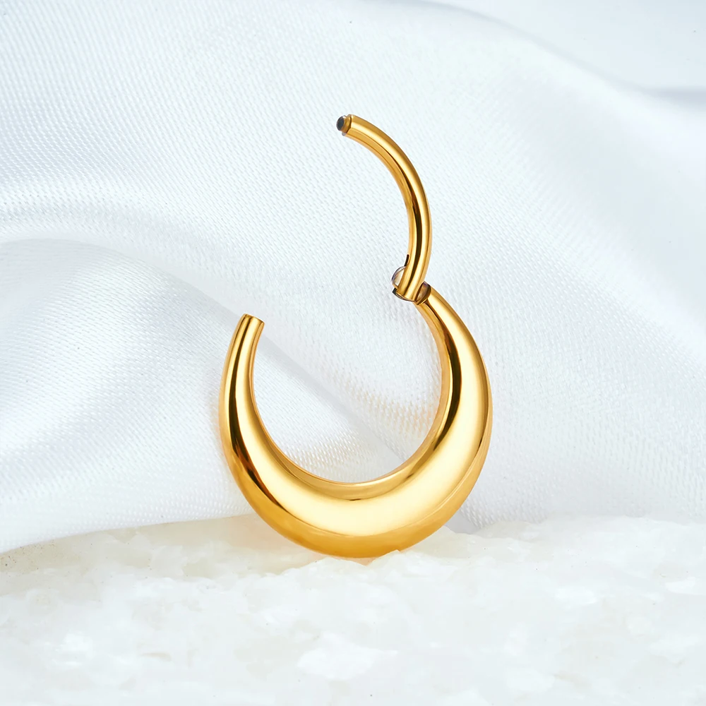 G23 Titanium Nose Rings Septum Hoop Crescent-Shaped Cartilage Piercing Body Jewelry 8/10mm Solderless Tragus Helix Earring