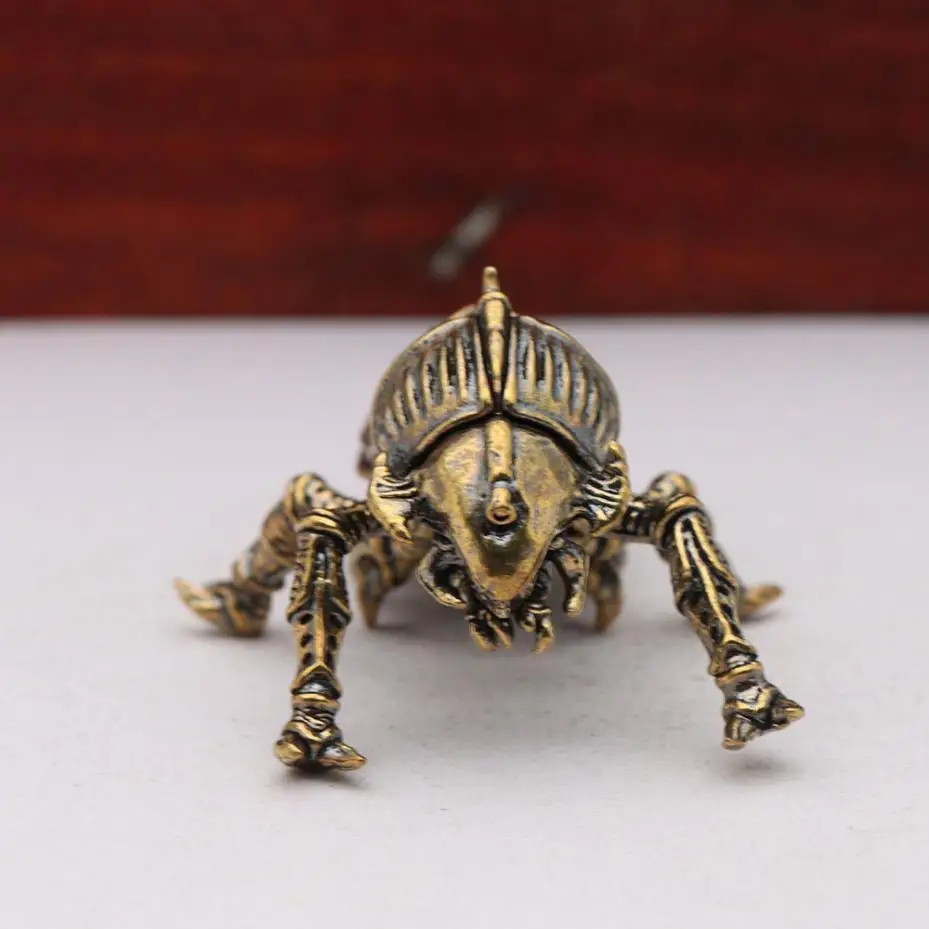 Brass Alien Beetle Figurines Desktop Ornaments Creative Retro Insects Small Statue Micro Landscape Decoration Crafts Accessories