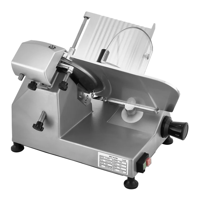 شبه التلقائي 220 مللي متر شفرة قطرها قطاعة اللحوم 0.2-15 مللي متر شريحة سمك قطاعة اللحوم في الجسم سبائك الألومنيوم