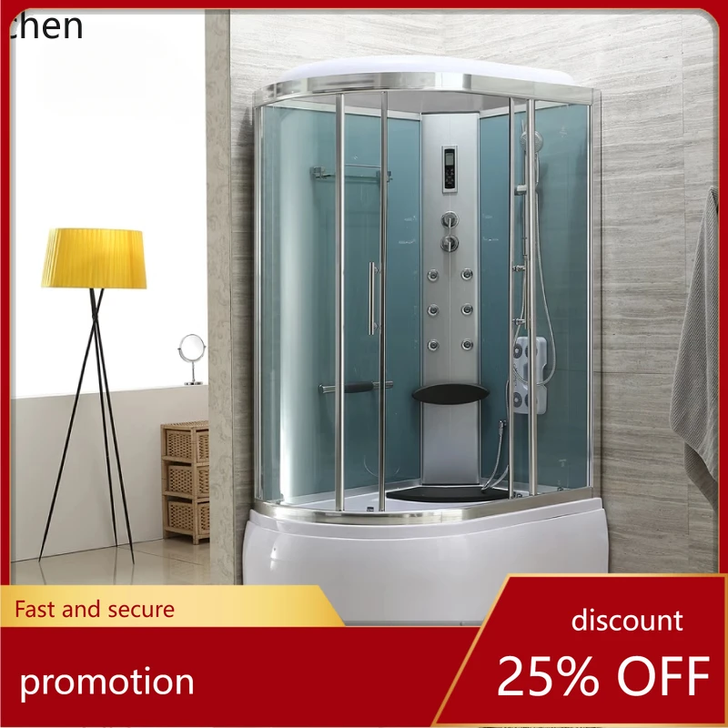 

HT arc fan shower room integral bathroom bath steam room certified tempered glass room