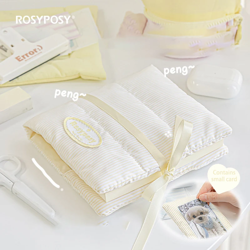 Manual con cordones y lazo para niña, cuaderno de cinta de lona rellena de algodón de aspecto alto, manual para niña, papelería escolar Kawaii