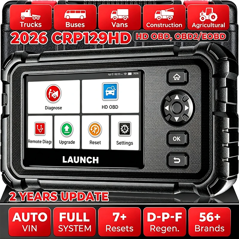 LAUNCH CRP129HDV2.0 Heavy Duty Diagnostic Tool 24V Trucks Scanner Diesel Truck Diagnost Scan 2 Years Free Update