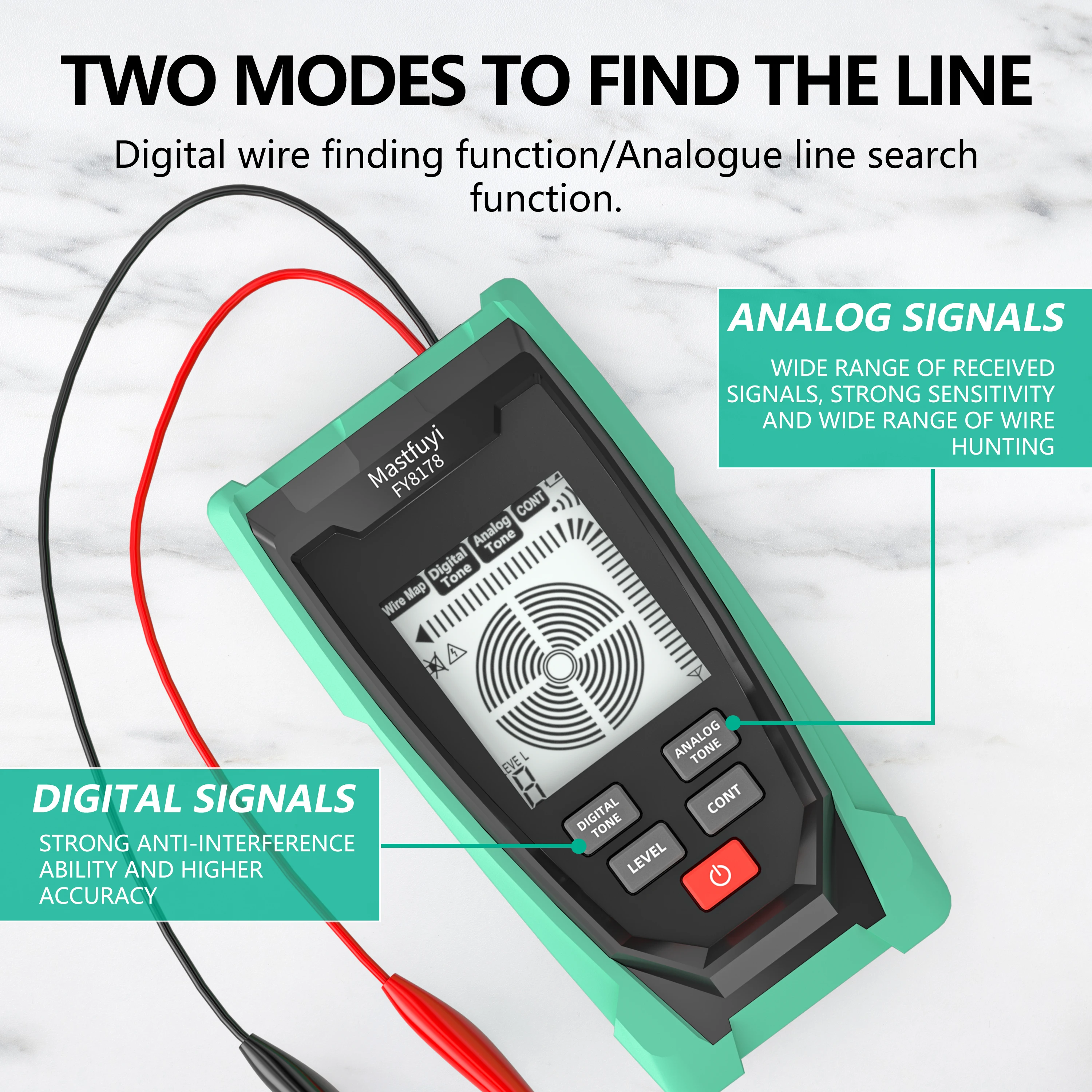 MASTFUYI FY8178 Professional Underground Line Detector Wall Line Finder Wire Tracker Cable finder Metal line Locator Continuity