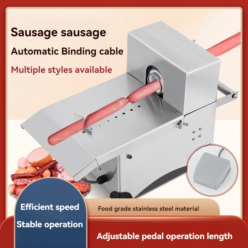 Food Grade Stainless Steel Manual/Electric Advanced Sausage Tying Machine Tabletop Sausage Knotting Strapping Machine 220V